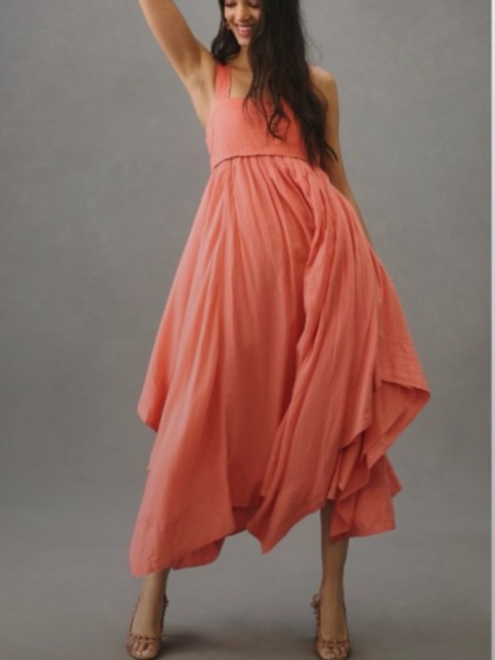 Anthropologie Pilcro Asymmetrical Babydoll Dress In Coral Size XS